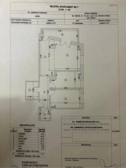 Apartament cu 3 camere decomandat, mobilat în Central