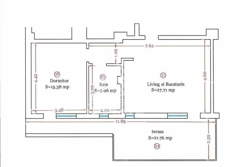 Apartament cu 2 camere decomandat în Elisabetin