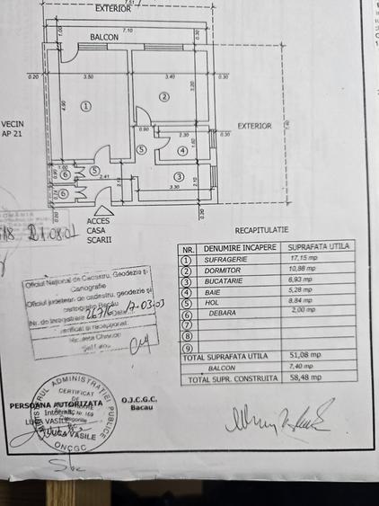 Apartament cu 2 camere decomandat în Cornișa