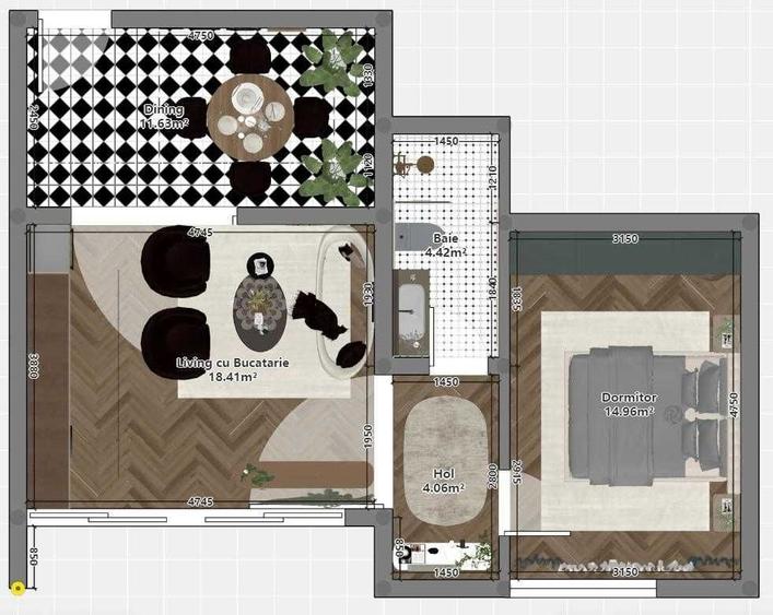 Apartament cu 2 camere semidecomandat în Exterior Vest