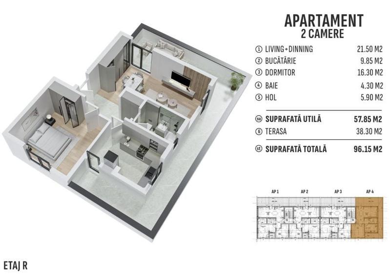 Apartament cu 2 camere decomandat în Sud-Est