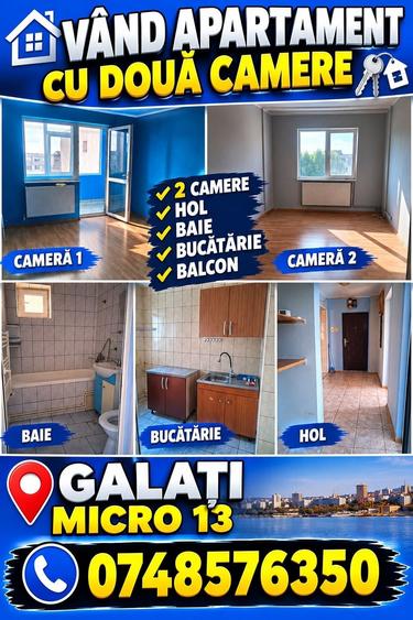Apartament cu 2 camere decomandat în Micro 13