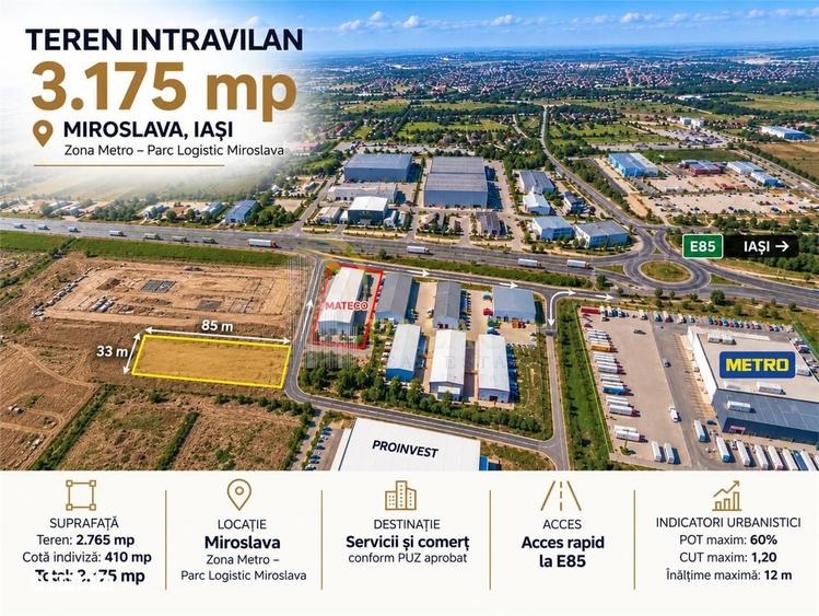 Teren de 3175 mp, în Miroslava