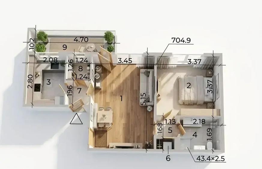 Apartament cu 2 camere semidecomandat, mobilat în Agronomie
