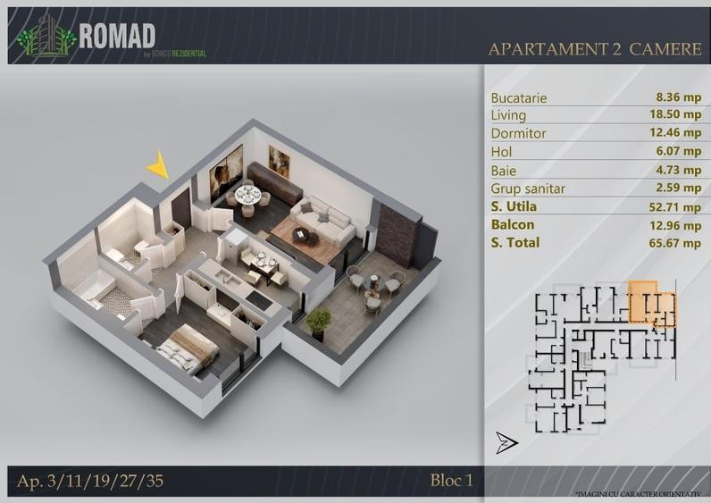 Apartament cu 2 camere în Theodor Pallady