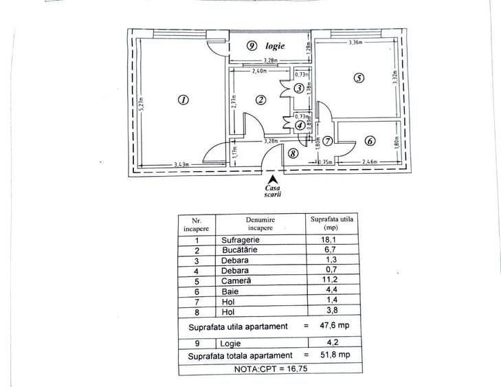 Apartament cu 2 camere decomandat în Central