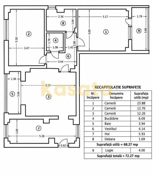 Apartament cu 3 camere decomandat în Iancului
