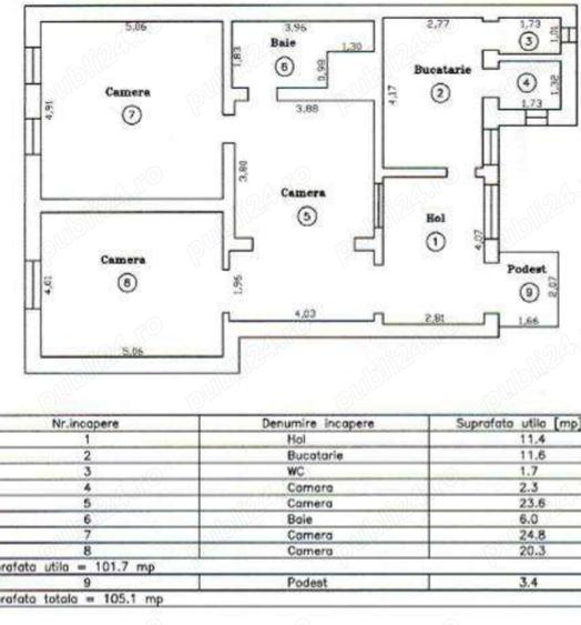 Apartament cu 3 camere semidecomandat în Favorit
