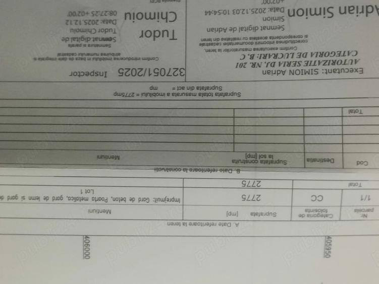 Teren de 3750 mp, în Exterior Vest