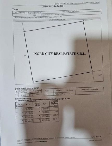 Teren Construcții intravilan de 399 mp, în Tunari