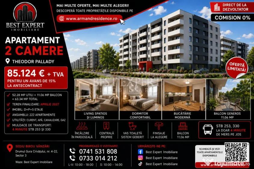 Apartament cu 2 camere decomandat în Theodor Pallady