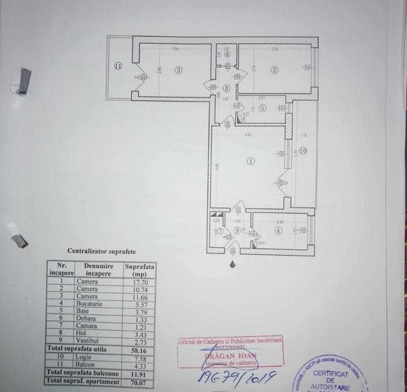 Apartament cu 3 camere semidecomandat în Lujerului