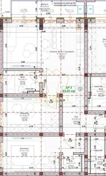 Apartament cu 3 camere în Central
