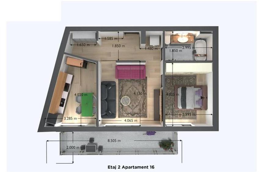 Apartament cu 2 camere decomandat în Cetății