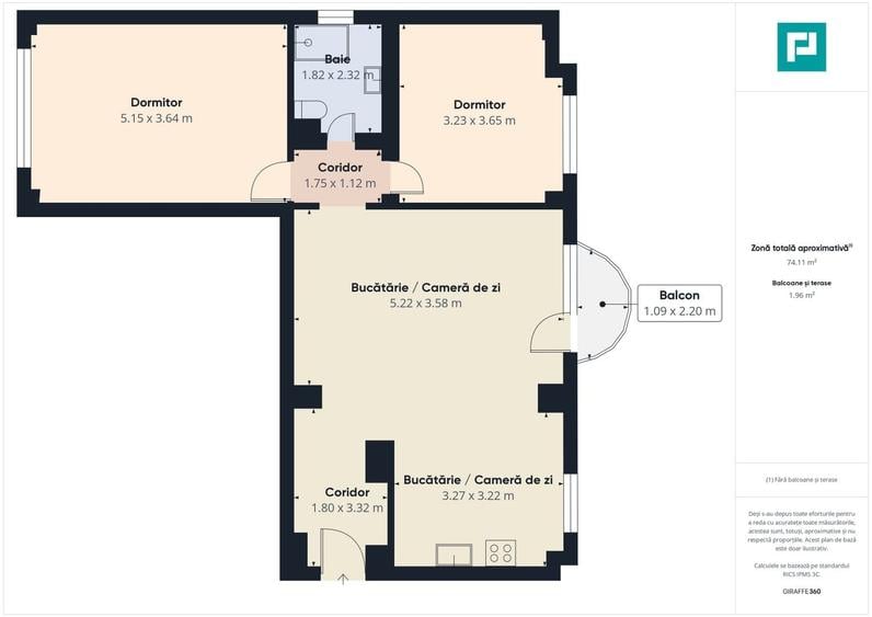 Apartament cu 3 camere semidecomandat în Intim