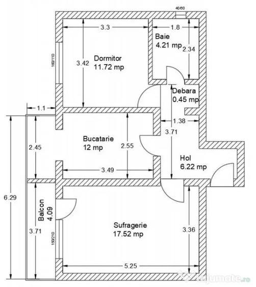 Apartament cu 2 camere decomandat în Sud
