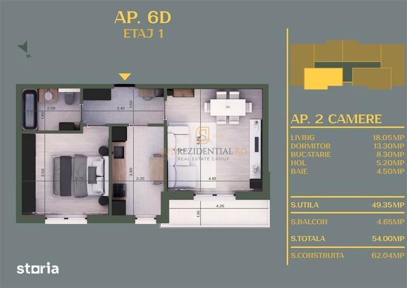 Apartament cu 2 camere în Vidra