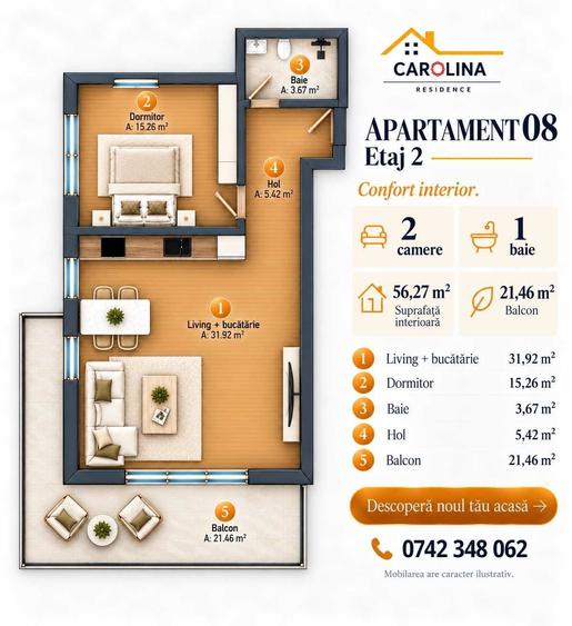 Apartament cu 3 camere decomandat în Central