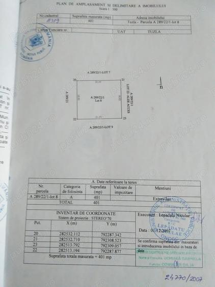 Teren de 401 mp, în Central
