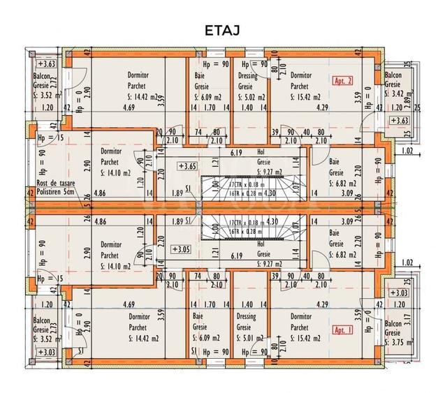 Duplex cu 4 camere cu Canalizare în Borhanci