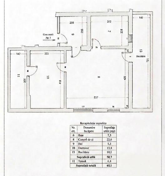 Apartament cu 2 camere semidecomandat în Central