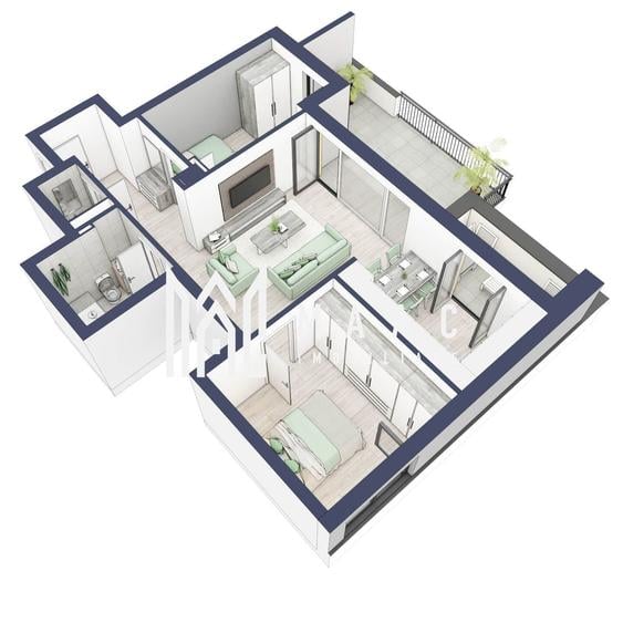 Apartament 3 camere | Balcon 22.2 mp | Etaj 3 | Turnisor - 6