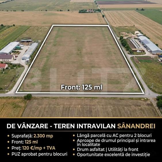 Teren Construcții intravilan de 2300 mp, în Sânandrei