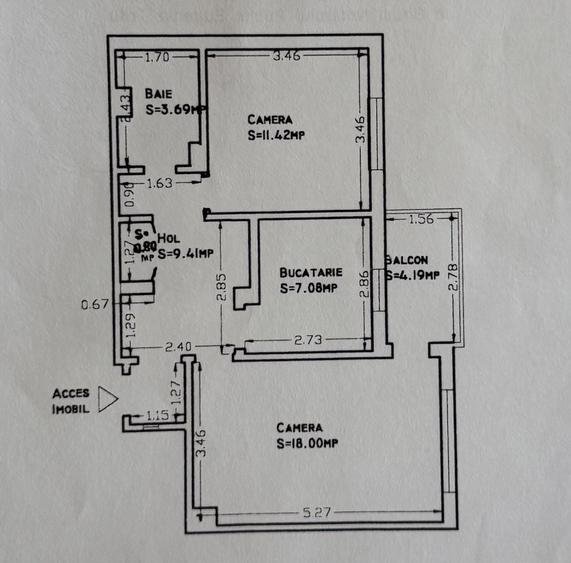 Apartament cu 2 camere decomandat, mobilat în