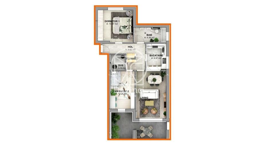 Apartament cu 3 camere decomandat în Cristian