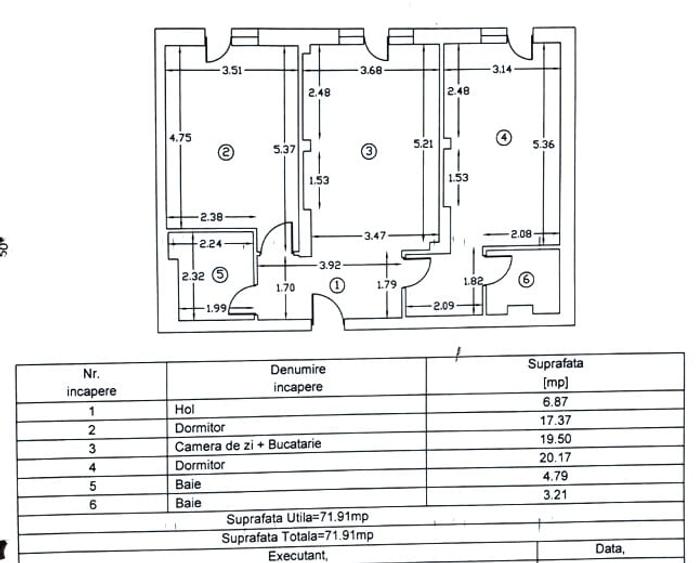 Apartament cu 3 camere semidecomandat în Ștefăneștii de Jos