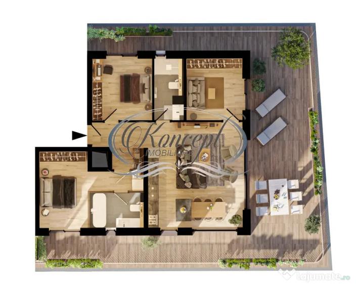 Apartament cu 4 camere semidecomandat în Central