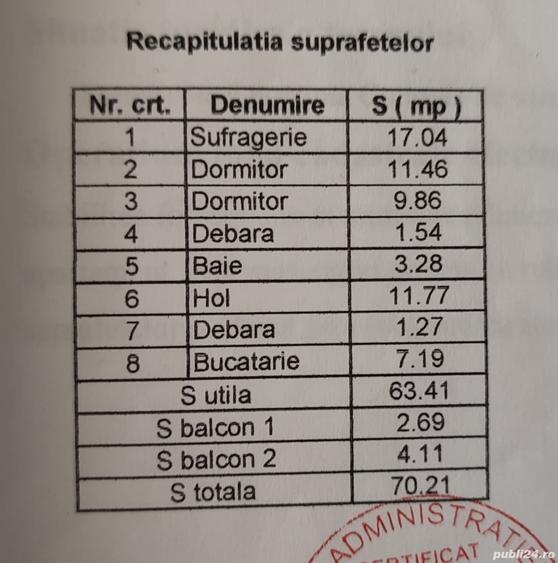 Apartament cu 3 camere decomandat în Central