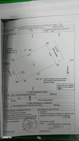 Teren de 775 mp, în Moara de Vânt
