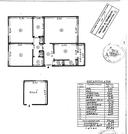 Apartament cu 3 camere decomandat în Central