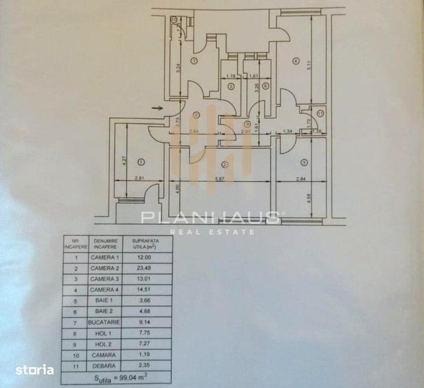 Apartament cu 4 camere decomandat, mobilat în Republicii