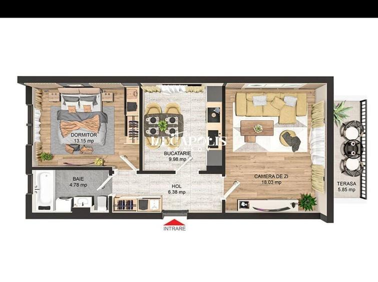 Apartament cu 2 camere decomandat în Sânpetru