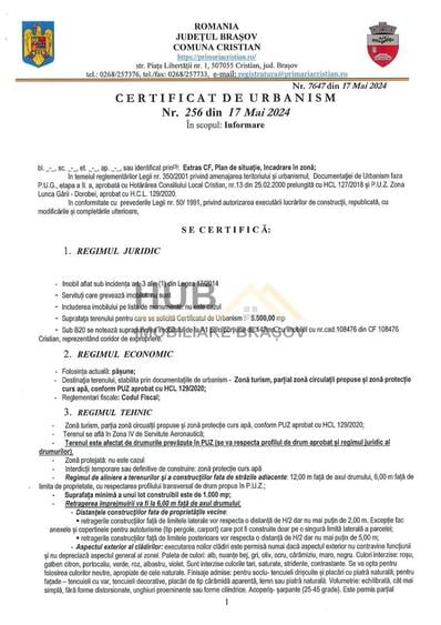 Teren Construcții intravilan de 5358 mp, în Cristian