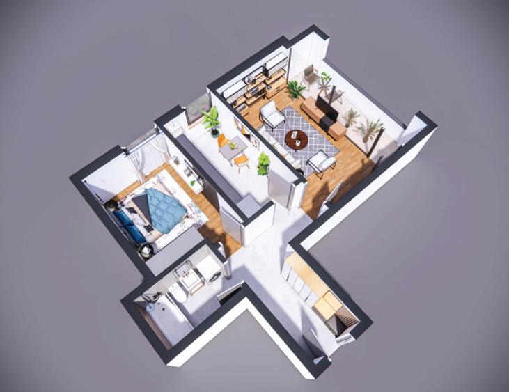 Apartament cu 2 camere decomandat în Bucium