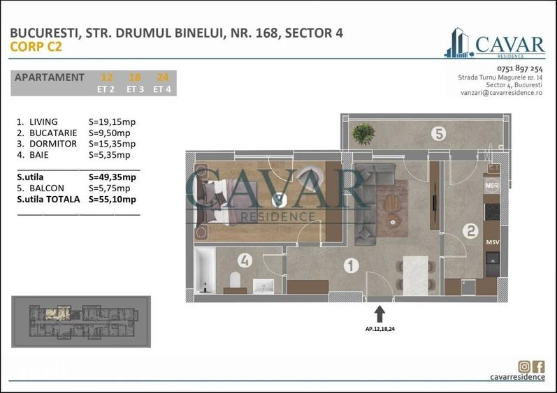 Apartament cu 2 camere în Metalurgiei