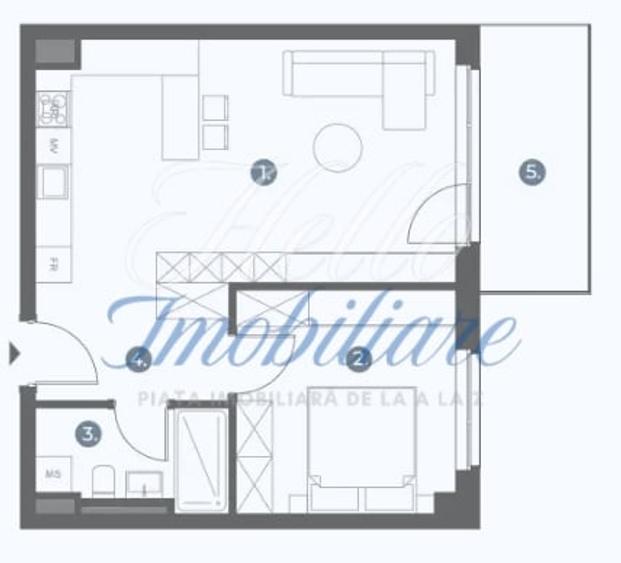 Apartament cu 2 camere în Bună Ziua