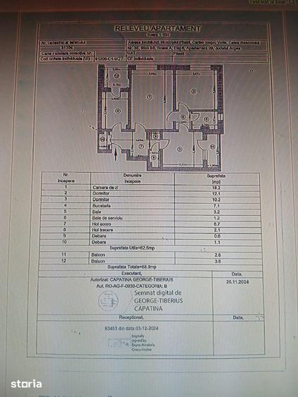 Apartament cu 3 camere semidecomandat în Central