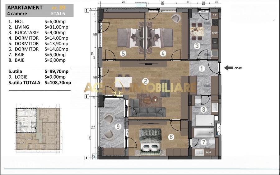 Apartament cu 4 camere în Berceni