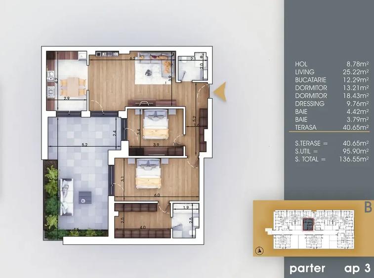 Apartament cu 3 camere decomandat în Theodor Pallady