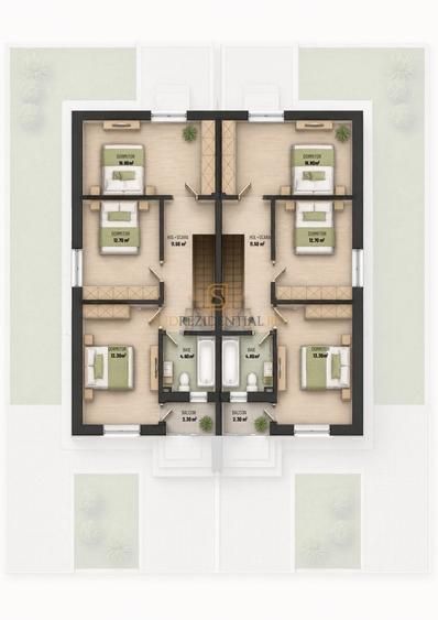 Duplex cu 4 camere cu Canalizare în Central