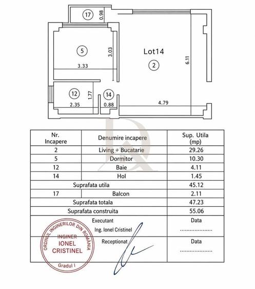 Apartament cu 2 camere în Centru Civic