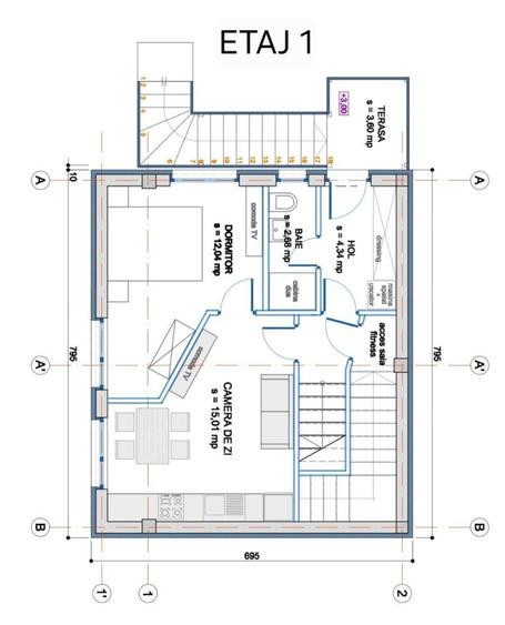 Apartament cu 3 camere, mobilat în Central