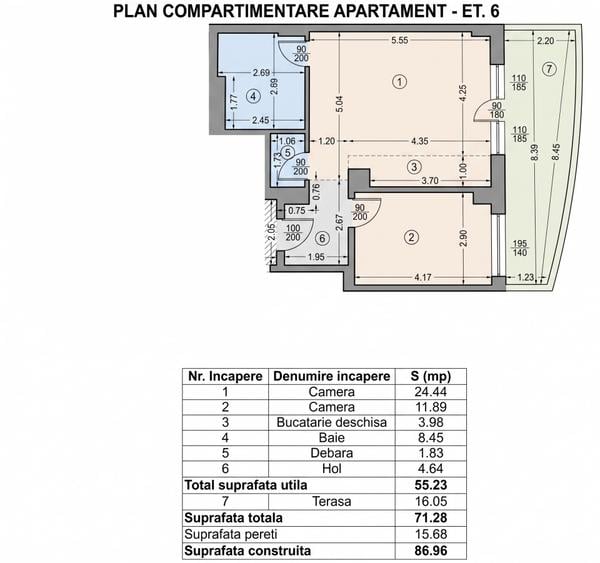 Apartament cu 2 camere în Voluntari