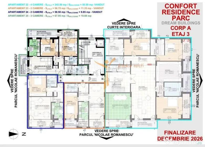 Apartament cu 2 camere decomandat în Central