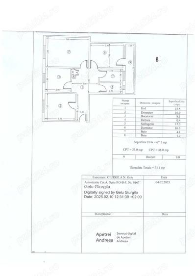 Apartament cu 3 camere decomandat în Central
