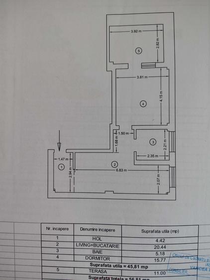 Apartament cu 2 camere semidecomandat în Valea Lupului